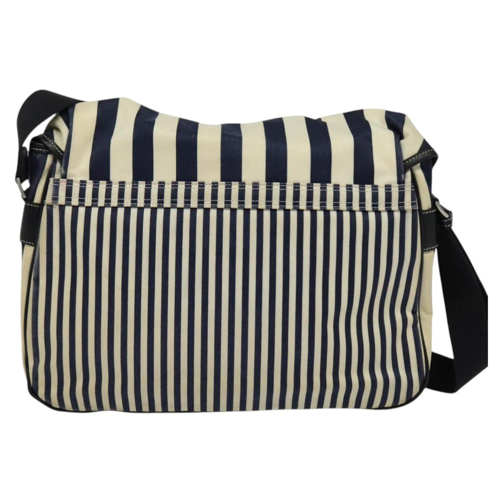 BURBERRY Blue Label Shoulder Bag Canvas White Silver BA2127