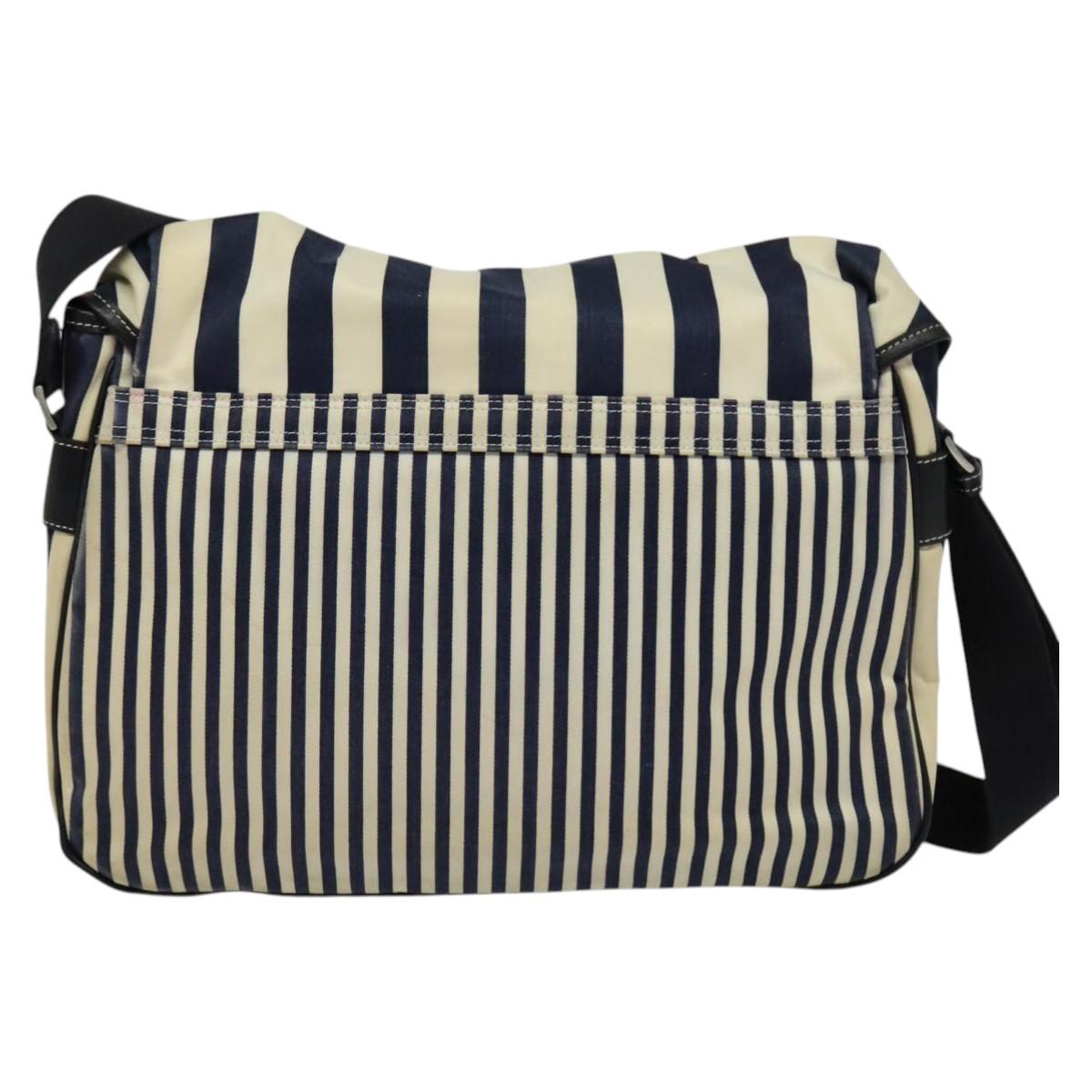 BURBERRY Blue Label Shoulder Bag Canvas White Silver BA2127