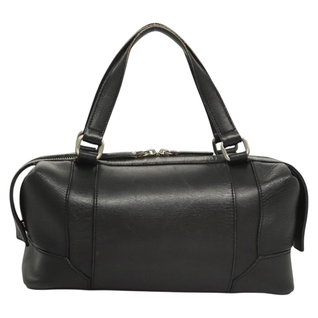 BURBERRY Hand Bag Leather Black Silver BA2537