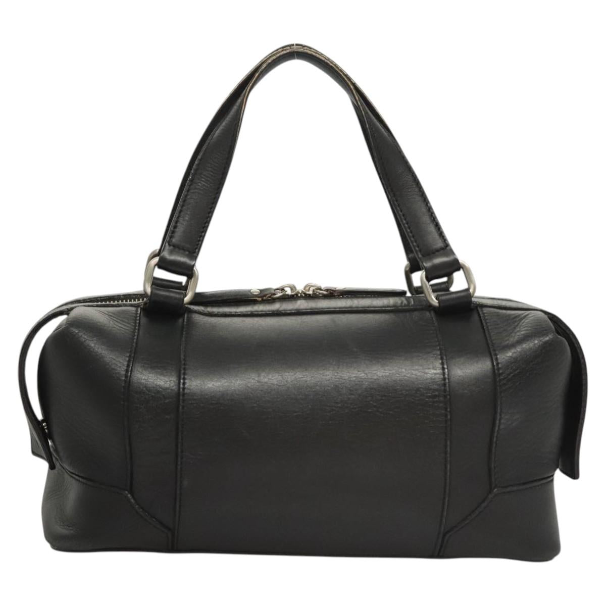 BURBERRY Hand Bag Leather Black Silver BA2537