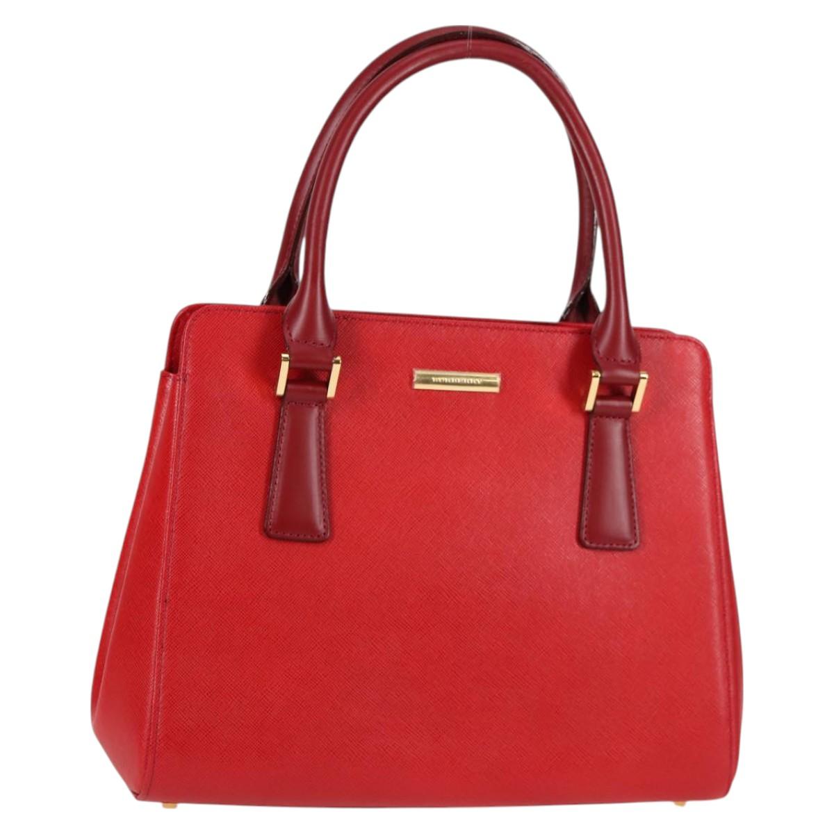 BURBERRY Hand Bag Leather Red Gold BA2993V