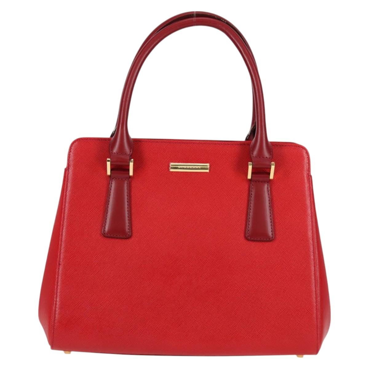 BURBERRY Hand Bag Leather Red Gold BA2993V