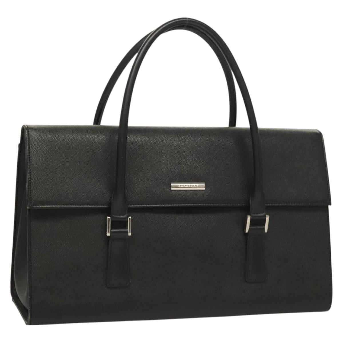 BURBERRY Hand Bag Leather Black Silver BA2994