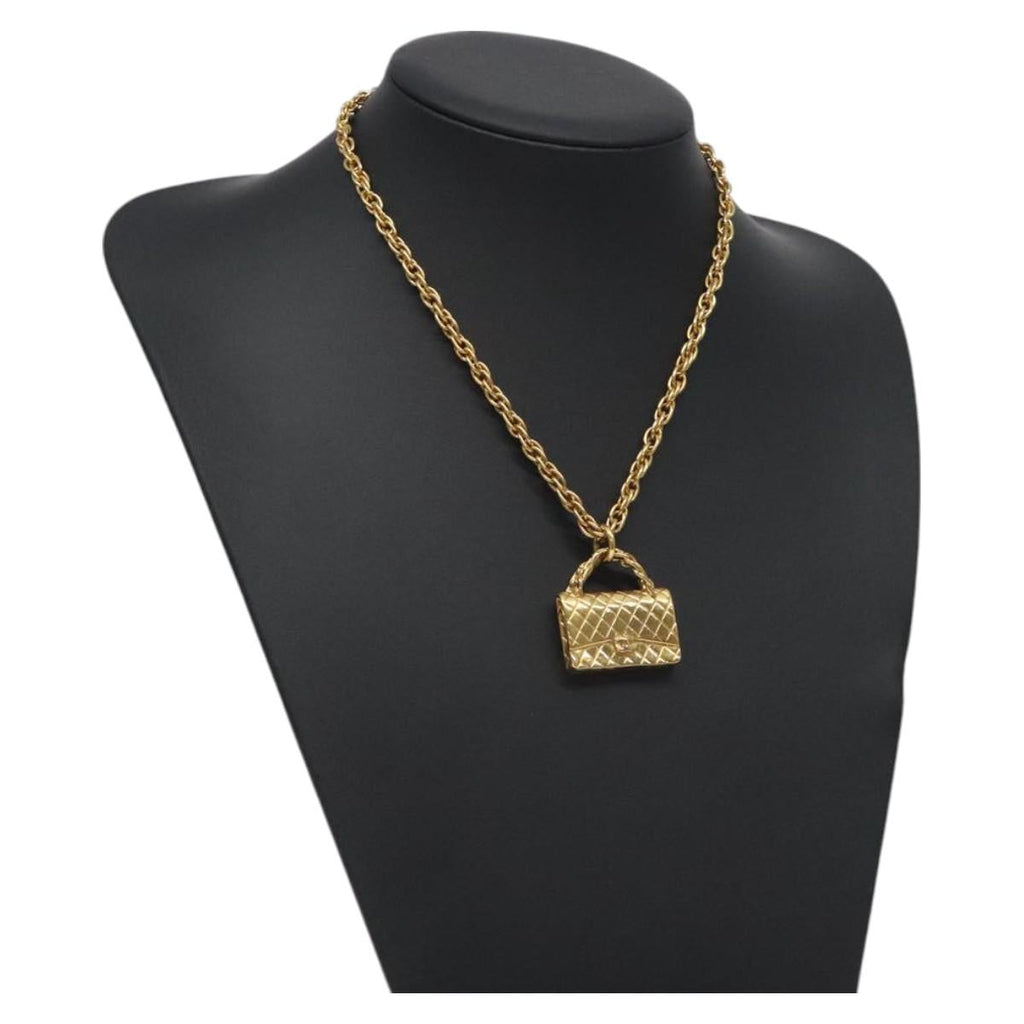 CHANEL Matelasse Necklace metal Gold CC BA3100
