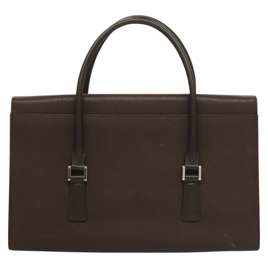 BURBERRY Hand Bag Leather Silver Brown BA3148