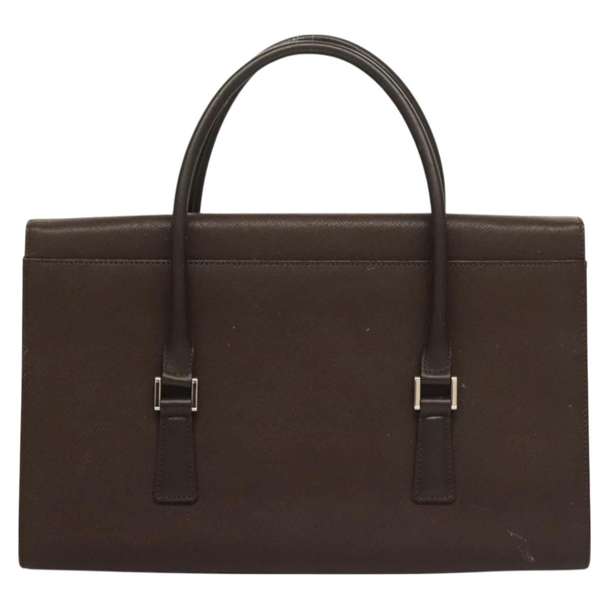 BURBERRY Hand Bag Leather Silver Brown BA3148