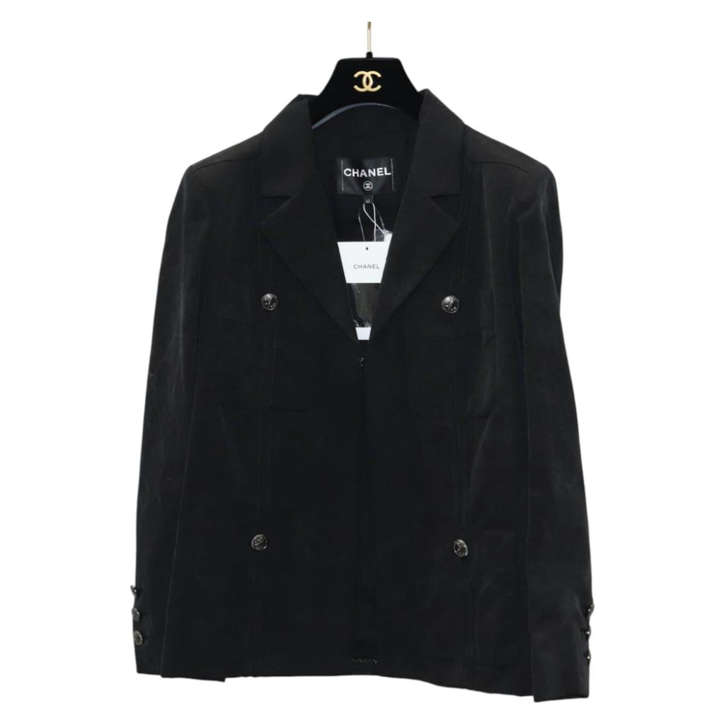 CHANEL Jacket Cruise Collection Size 42 Jacket Silk Cotton Black CC BA3458M