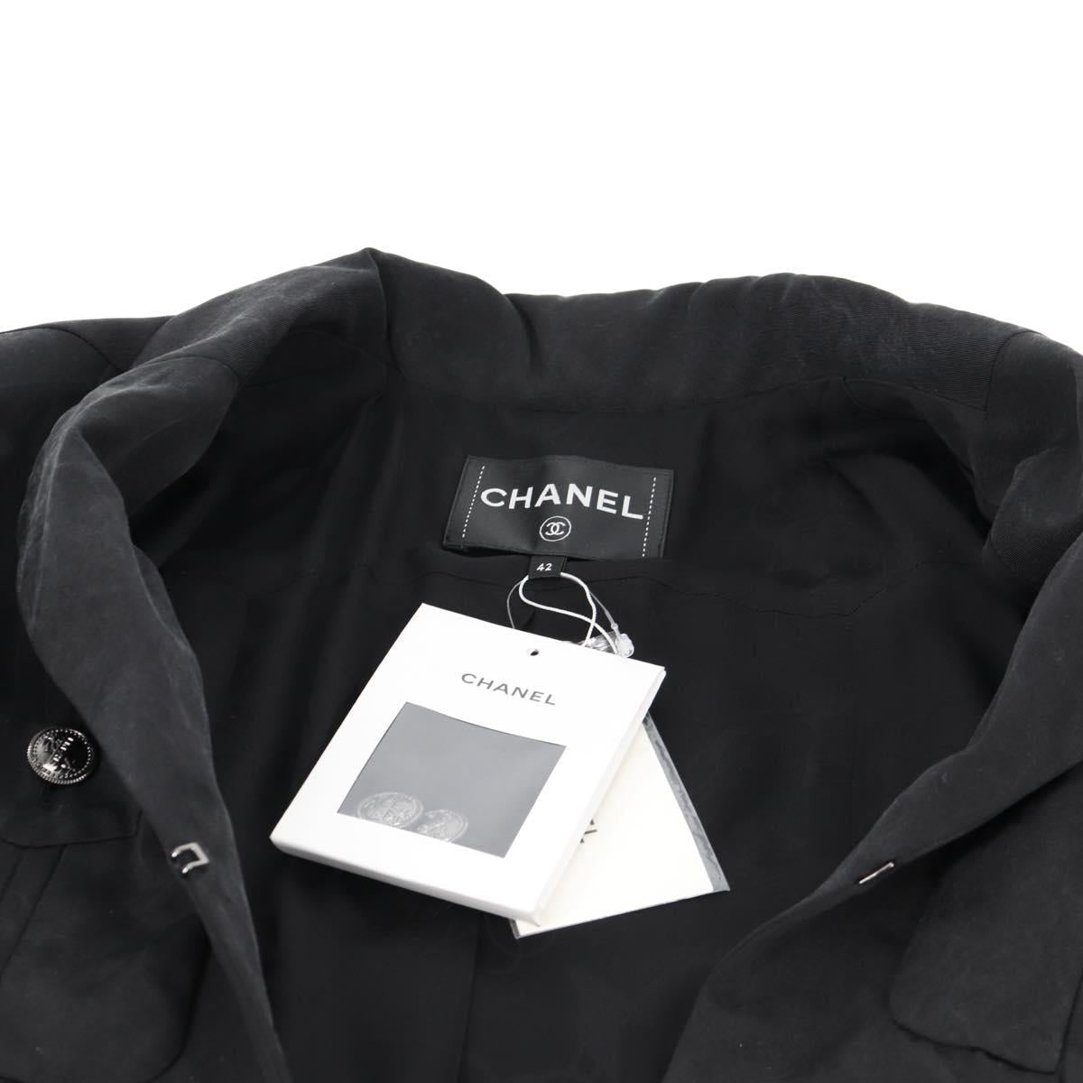 CHANEL Jacket Cruise Collection Size 42 Jacket Silk Cotton Black CC BA3458M
