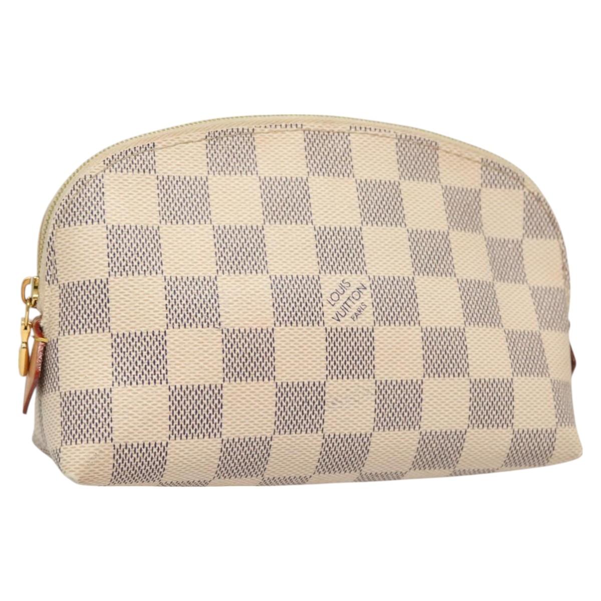 LOUIS VUITTON Damier Azur Pochette Cosmetic PM Pouch N60024 LV BA3528