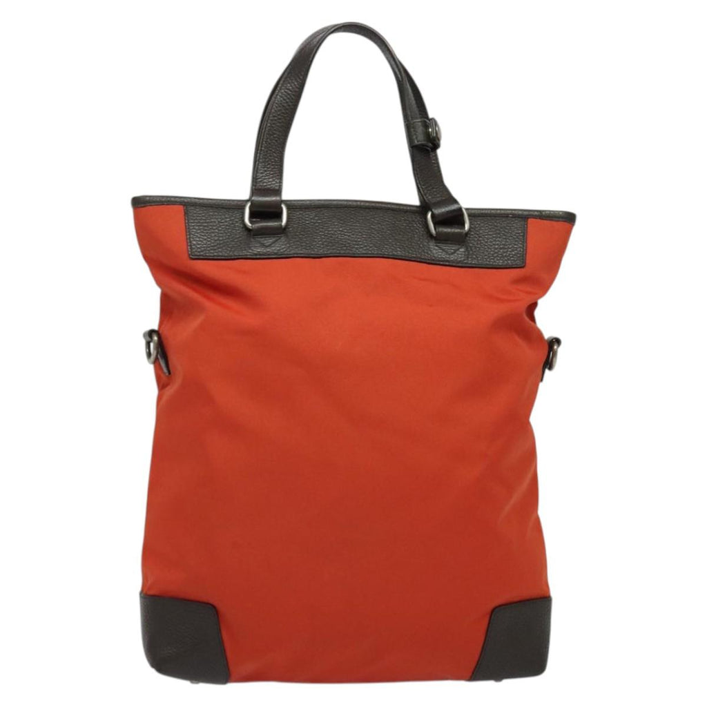 BURBERRY Black Label Tote Bag Leather Red Silver BA4208