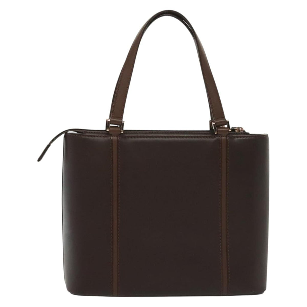 BURBERRY Hand Bag Leather Dark Brown Gold BA4719