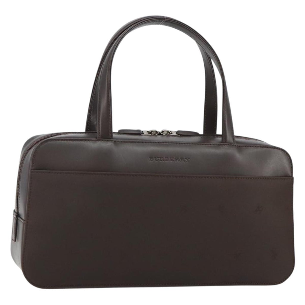 BURBERRY Hand Bag Leather Brown Silver BA5607