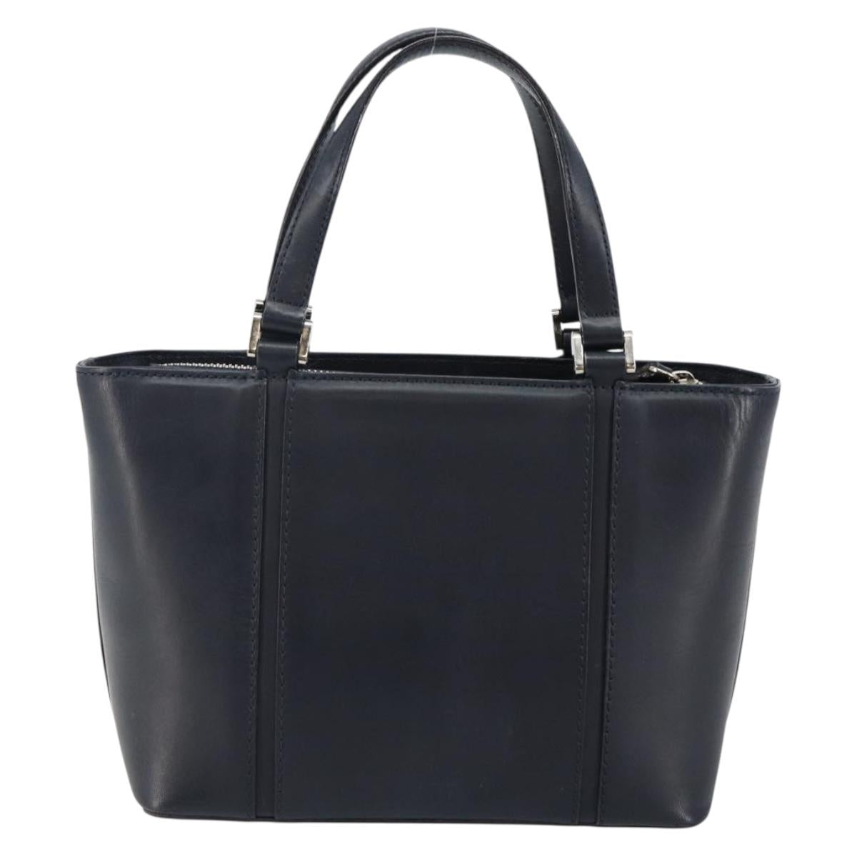 BURBERRY Hand Bag Leather Navy Silver BA6227