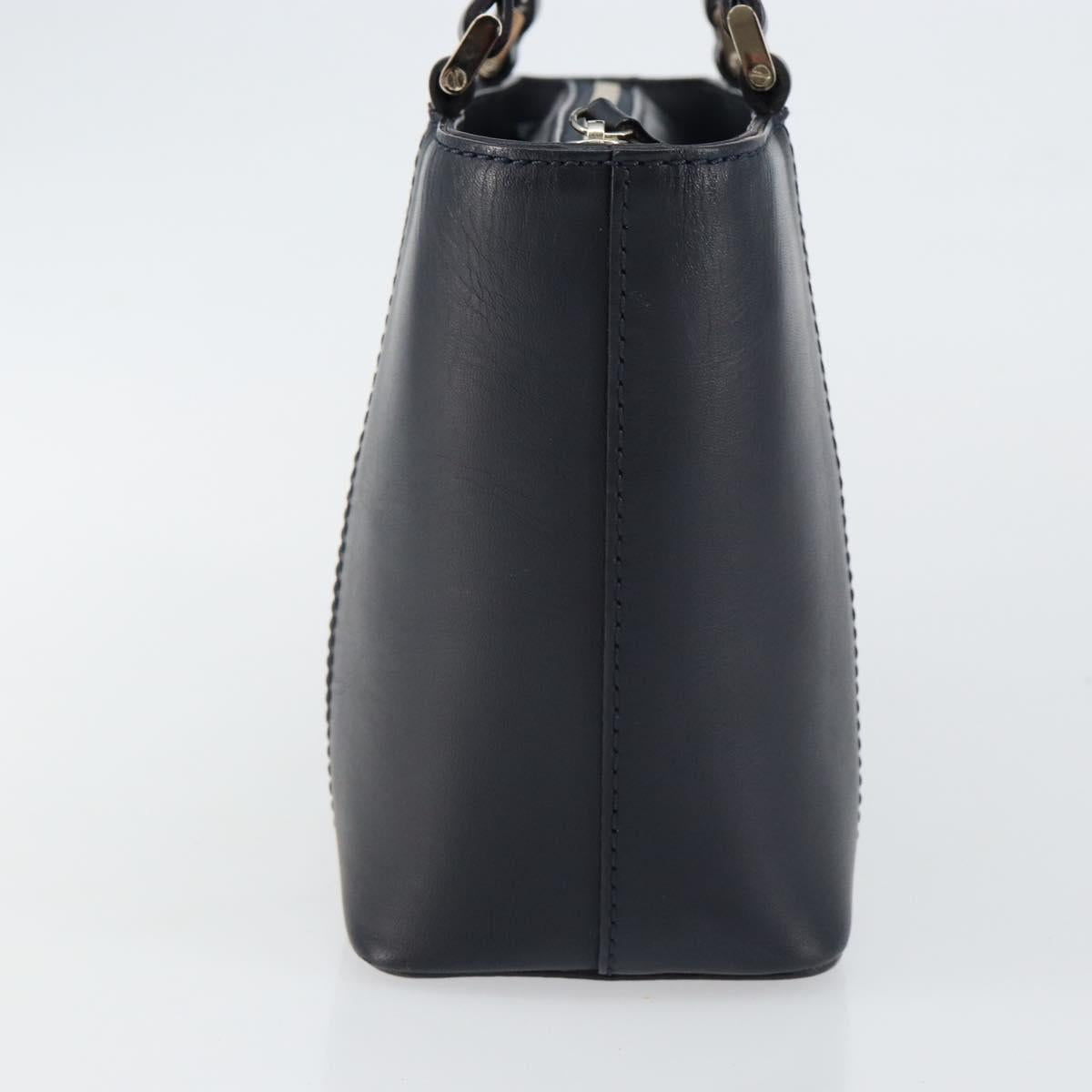 BURBERRY Hand Bag Leather Navy Silver BA6227