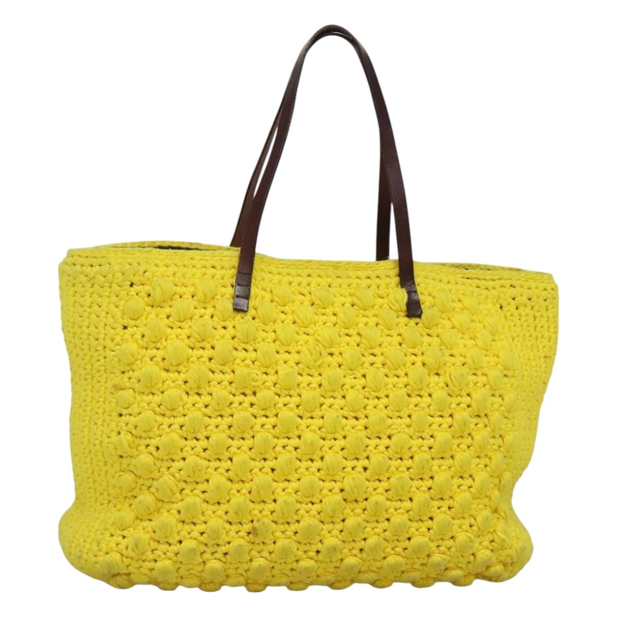 FENDI Shoulder Bag Wool Yellow BD1221