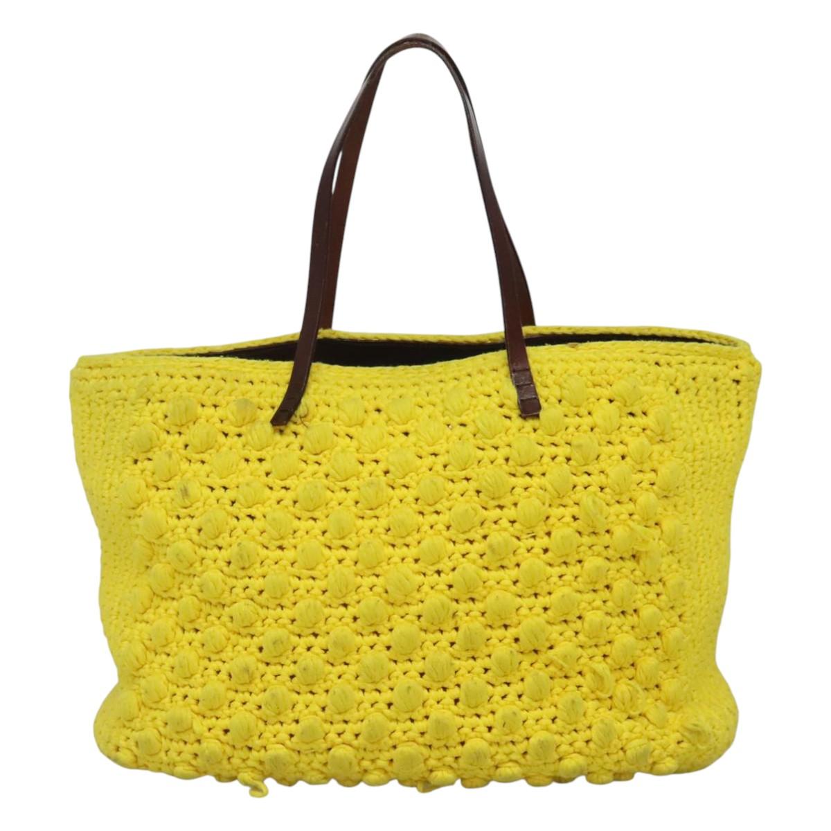 FENDI Shoulder Bag Wool Yellow BD1221