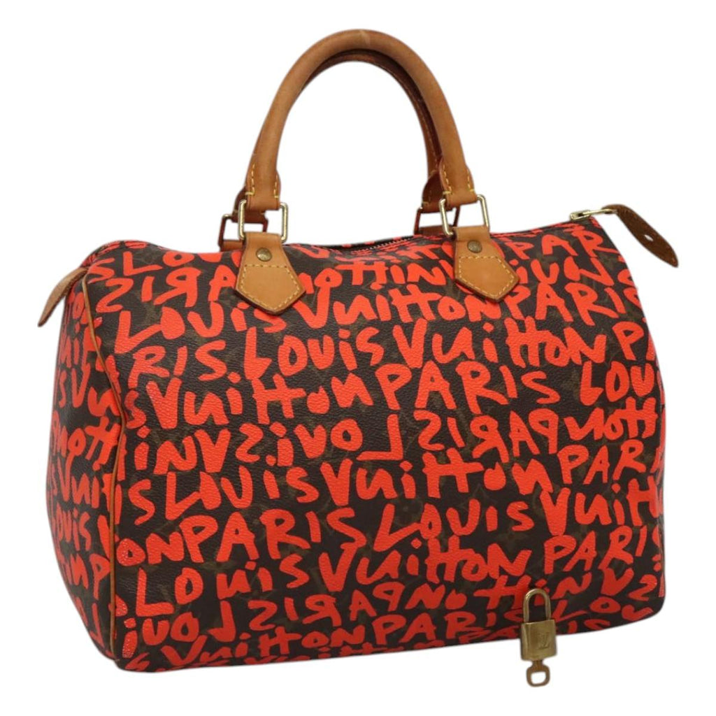 LOUIS VUITTON Monogram Graffiti Speedy 30 Hand Bag Orange M93705 LV BD154AM