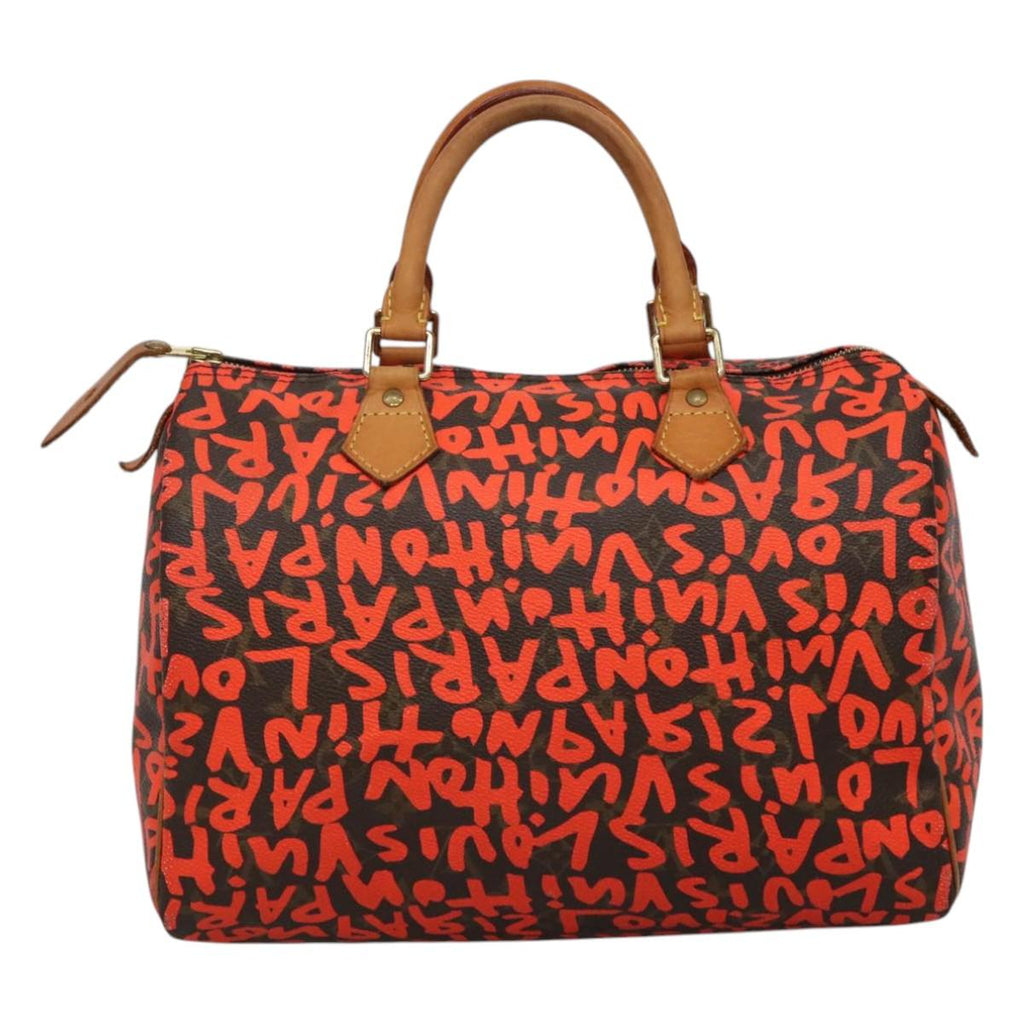 LOUIS VUITTON Monogram Graffiti Speedy 30 Hand Bag Orange M93705 LV BD154AM