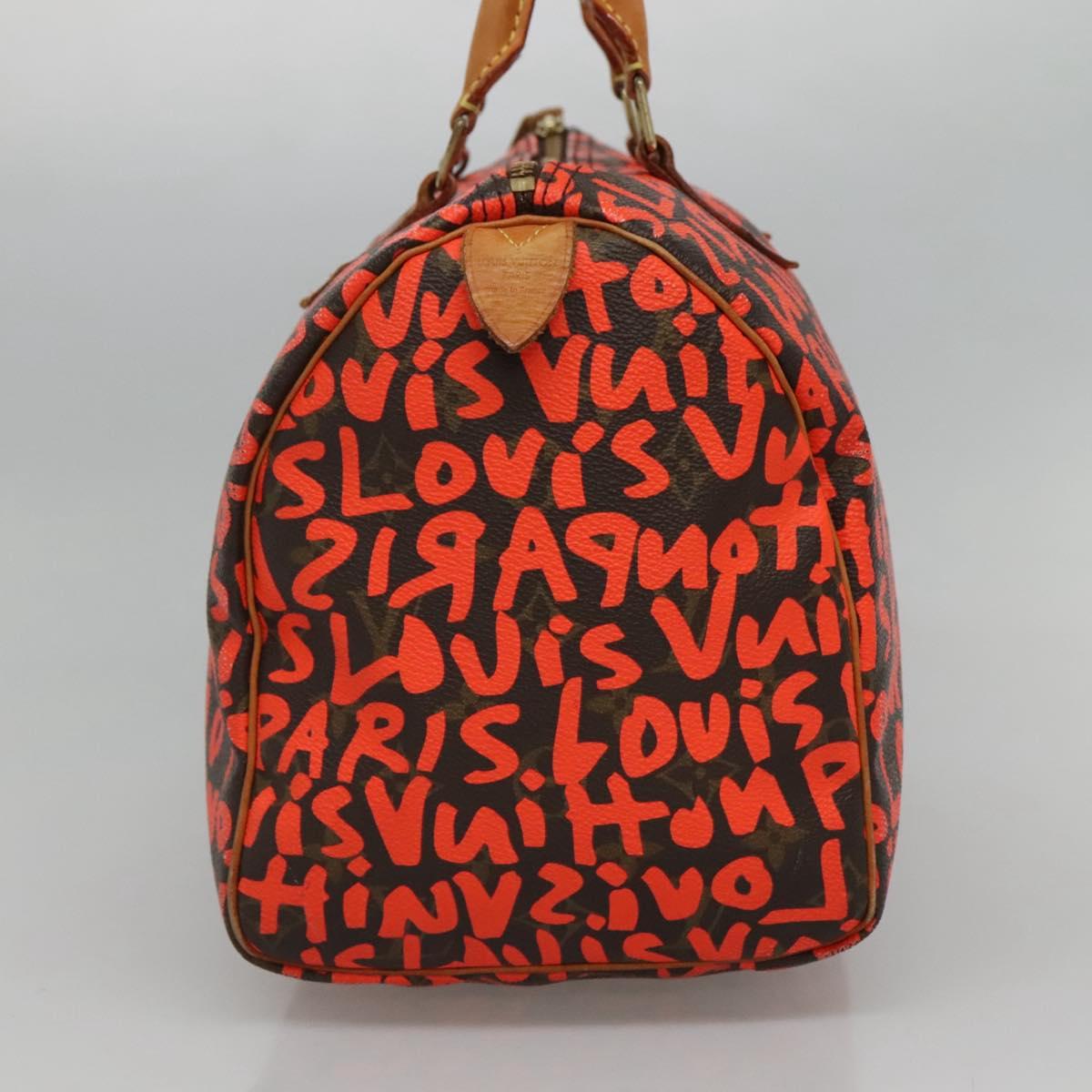 LOUIS VUITTON Monogram Graffiti Speedy 30 Hand Bag Orange M93705 LV BD154AM