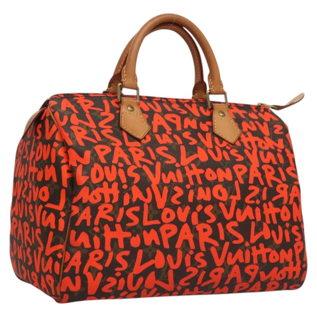 LOUIS VUITTON Monogram Graffiti Speedy 30 Hand Bag Orange M93705 BD1557AM