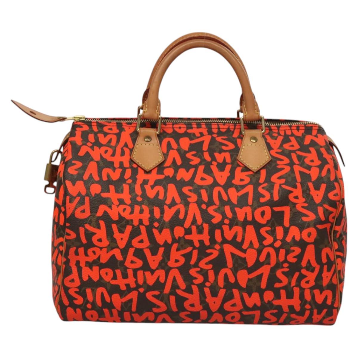 LOUIS VUITTON Monogram Graffiti Speedy 30 Hand Bag Orange M93705 BD1557AM