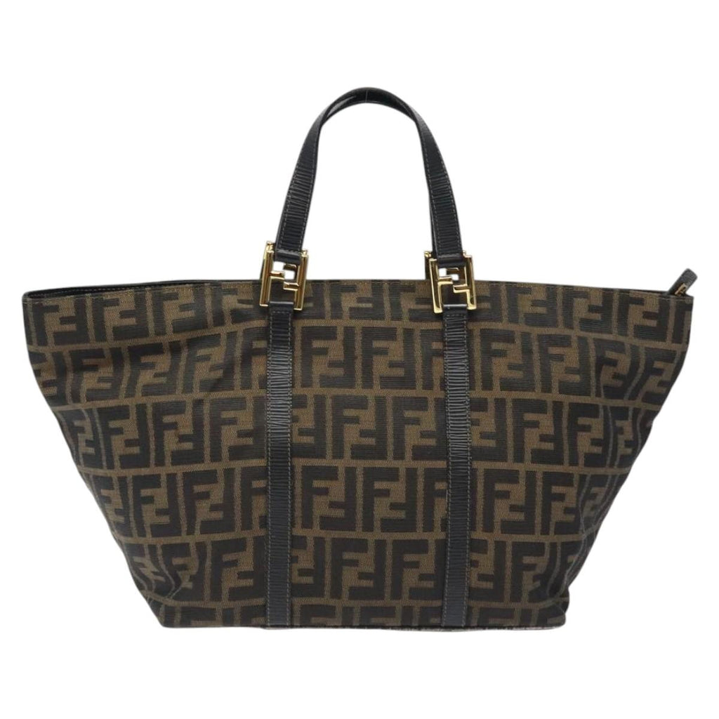 FENDI Zucca Canvas Hand Bag Brown Black BD1930
