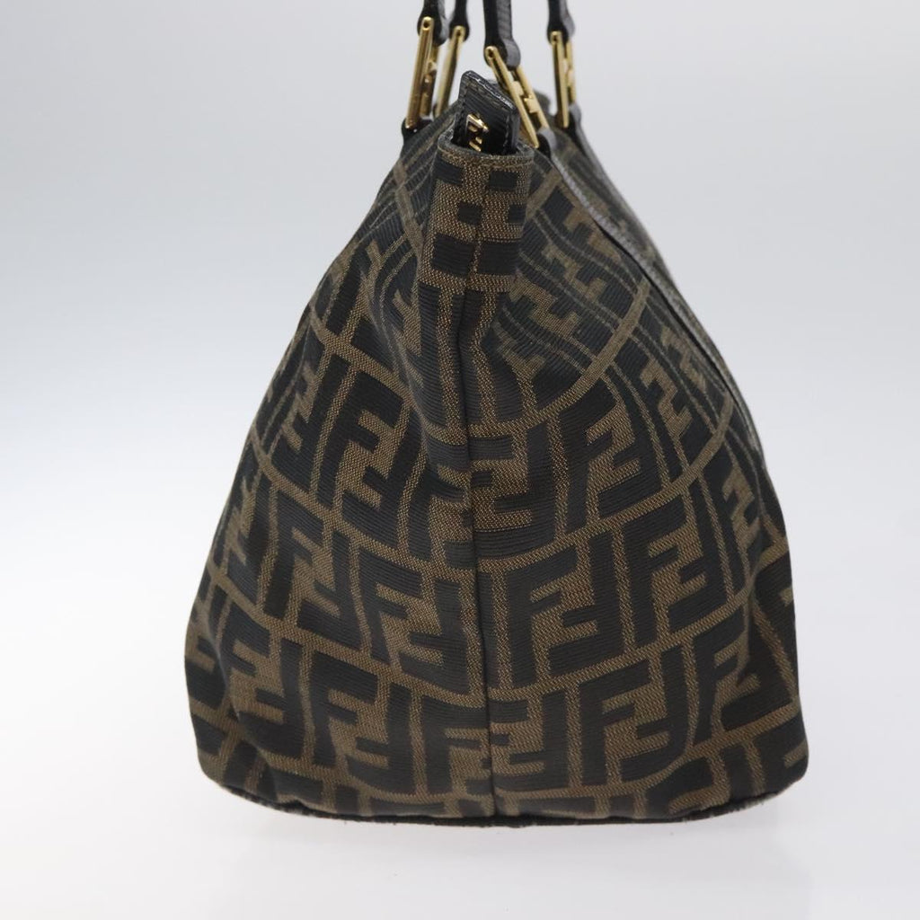 FENDI Zucca Canvas Hand Bag Brown Black BD1930