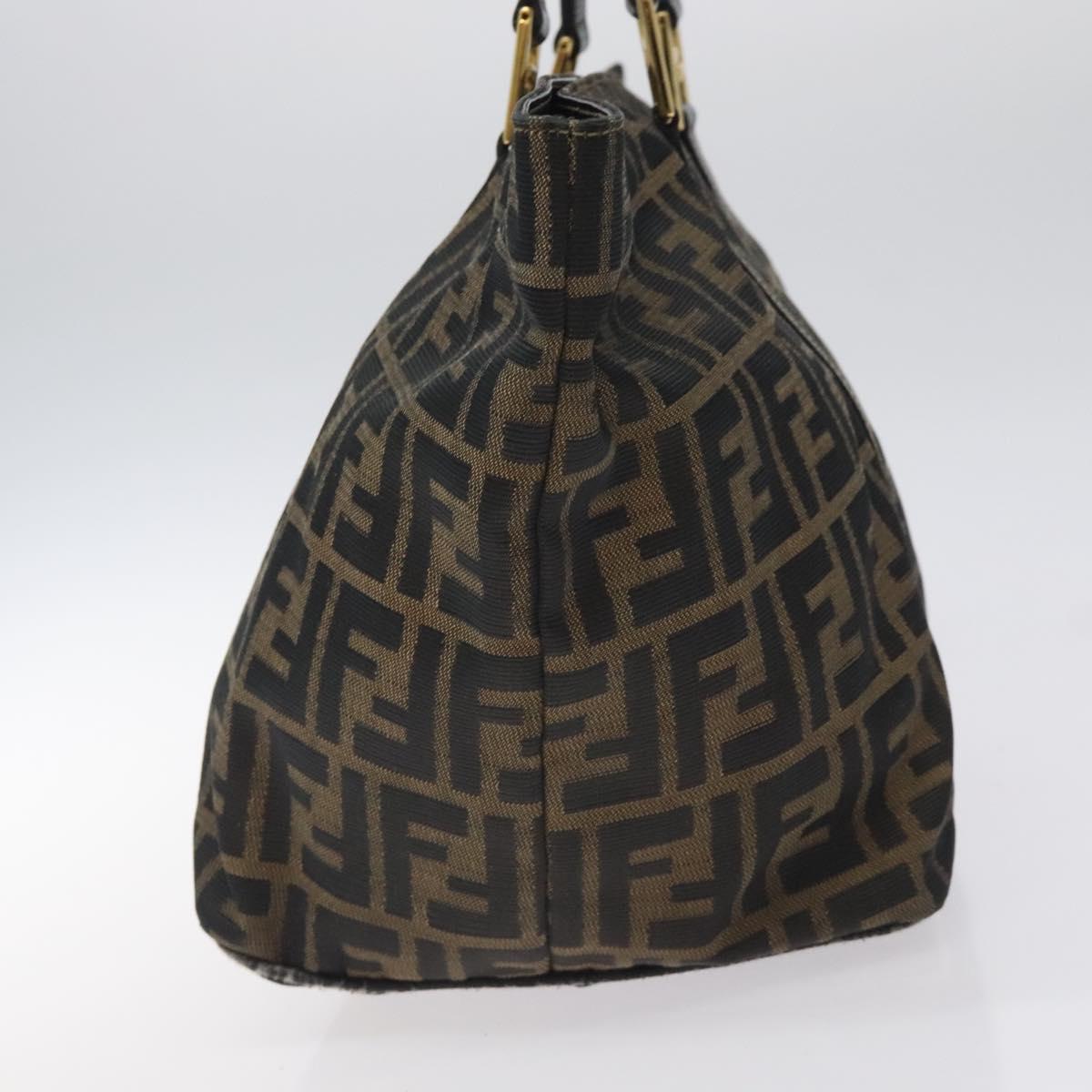 FENDI Zucca Canvas Hand Bag Brown Black BD1930