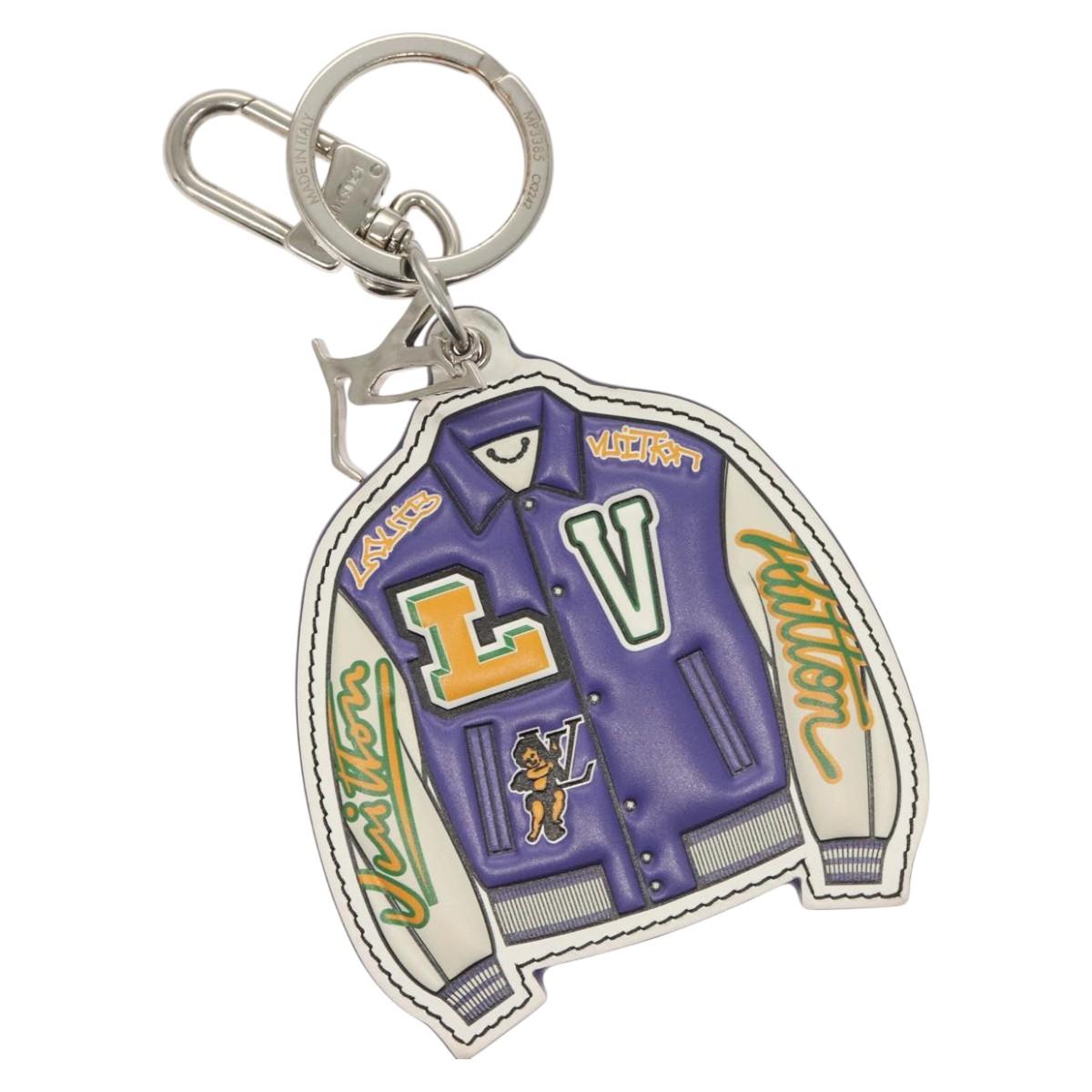 LOUIS VUITTON Porte Cles Varsity Jacket Key Ring Purple MP3385 LV BD1990