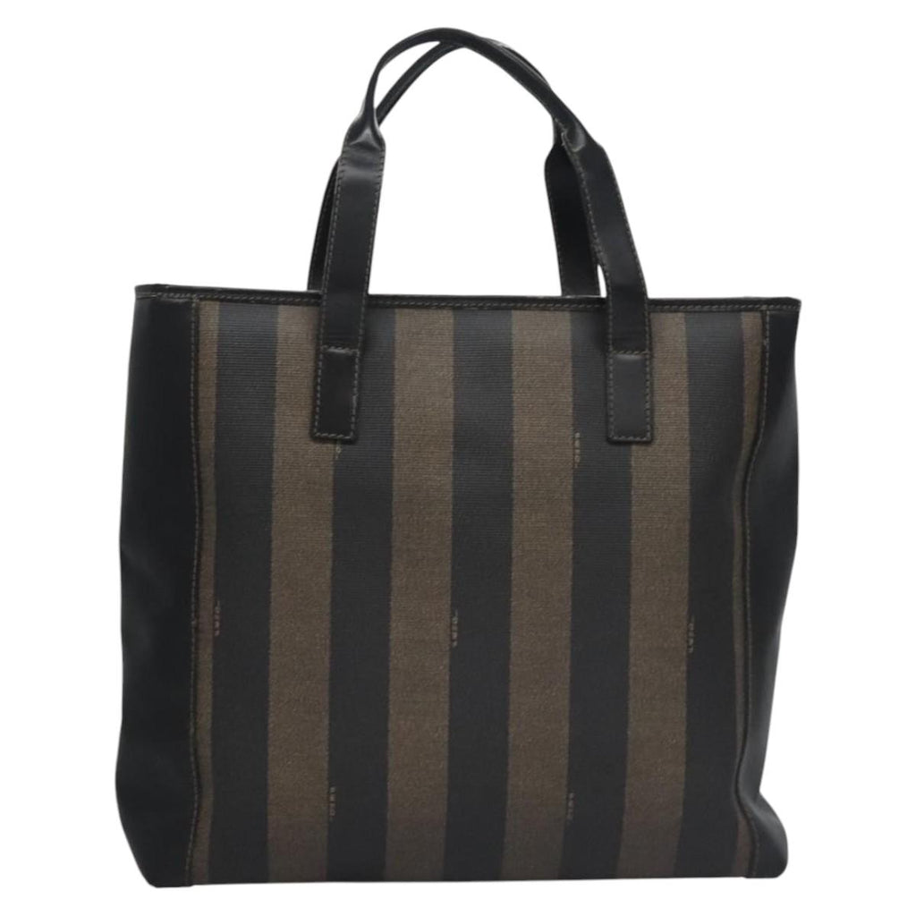 FENDI Pecan Canvas Tote Bag Brown Black BD578