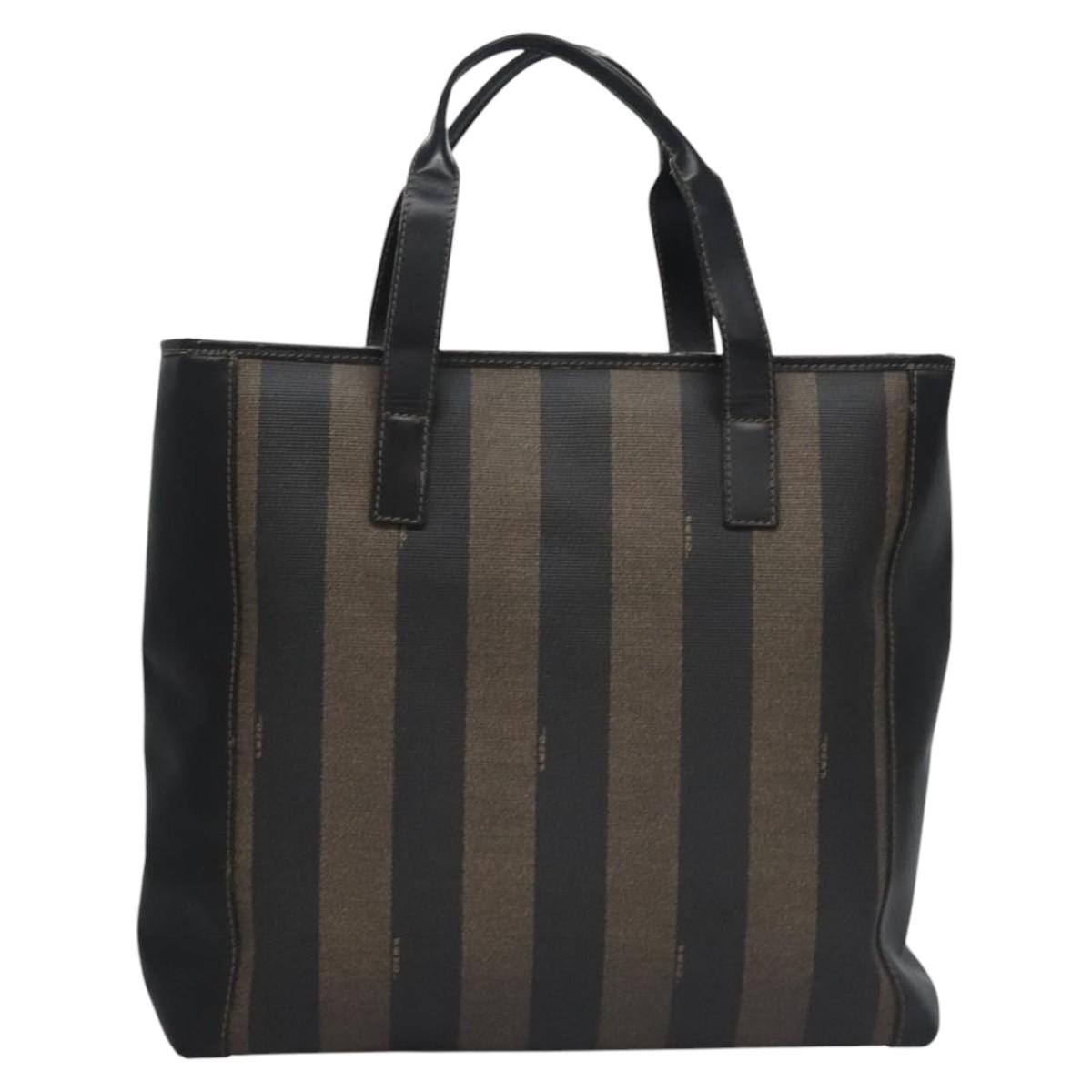 FENDI Pecan Canvas Tote Bag Brown Black BD578