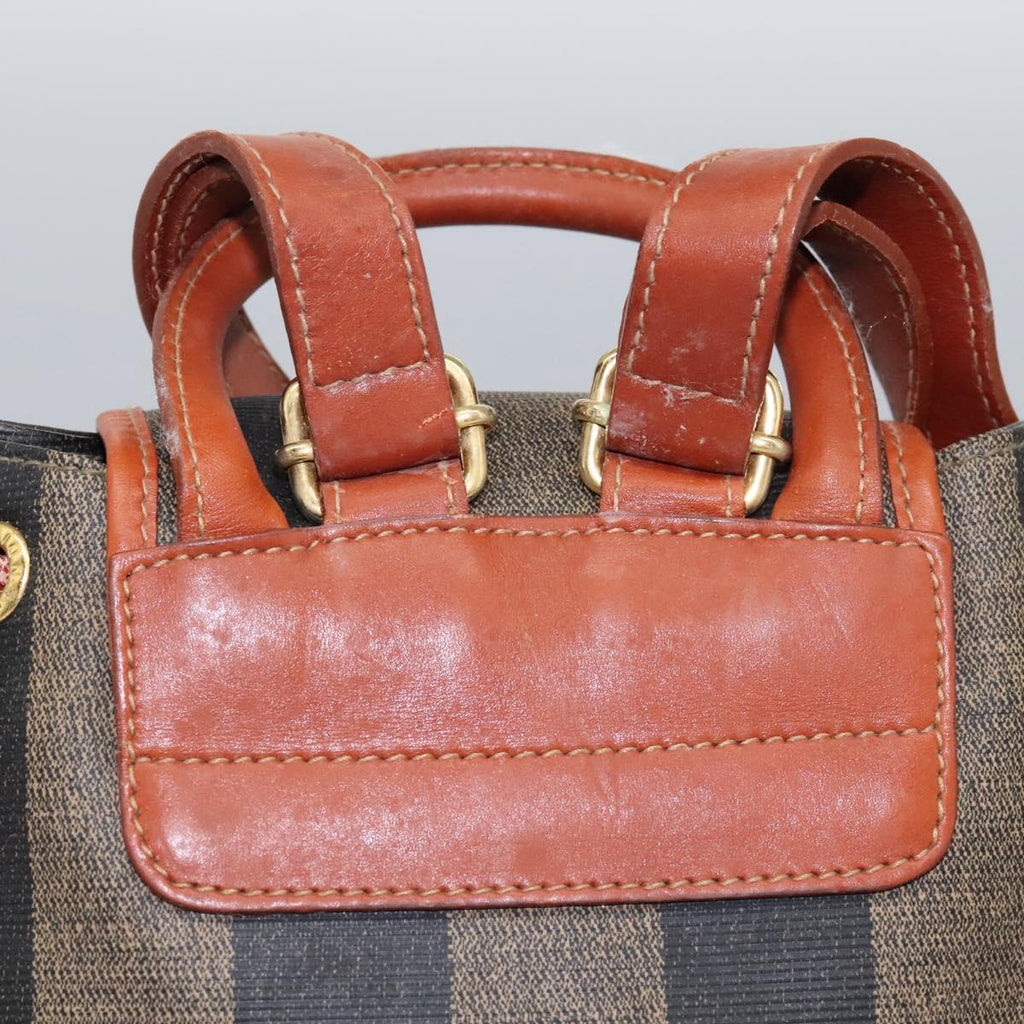 FENDI Pecan Canvas Backpack Brown Black gold BD579