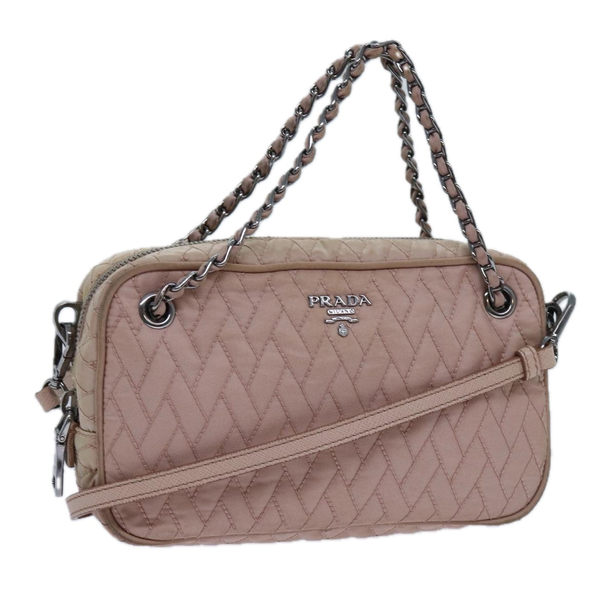 PRADA Quilted Hand Bag Nylon 2way Pink bs13603