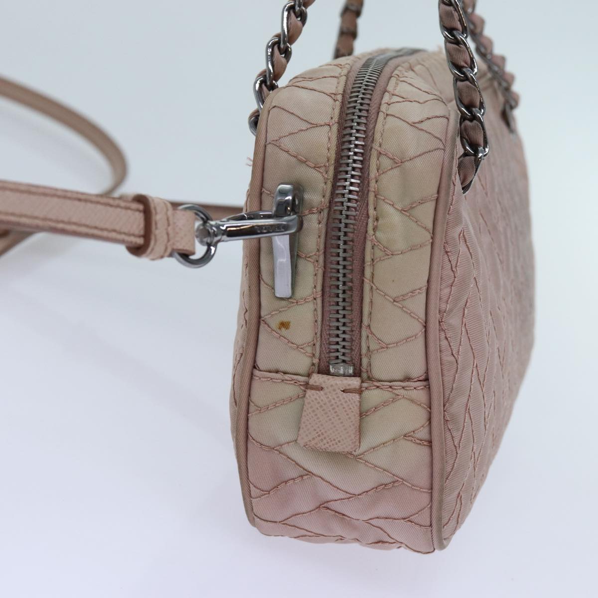 PRADA Quilted Hand Bag Nylon 2way Pink bs13603
