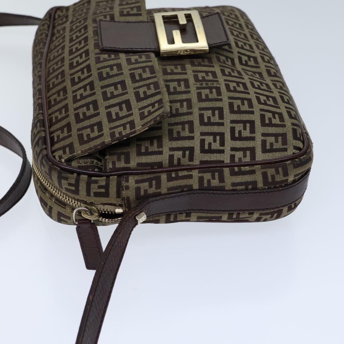 FENDI Zucchino Canvas Shoulder Bag Beige bs13695