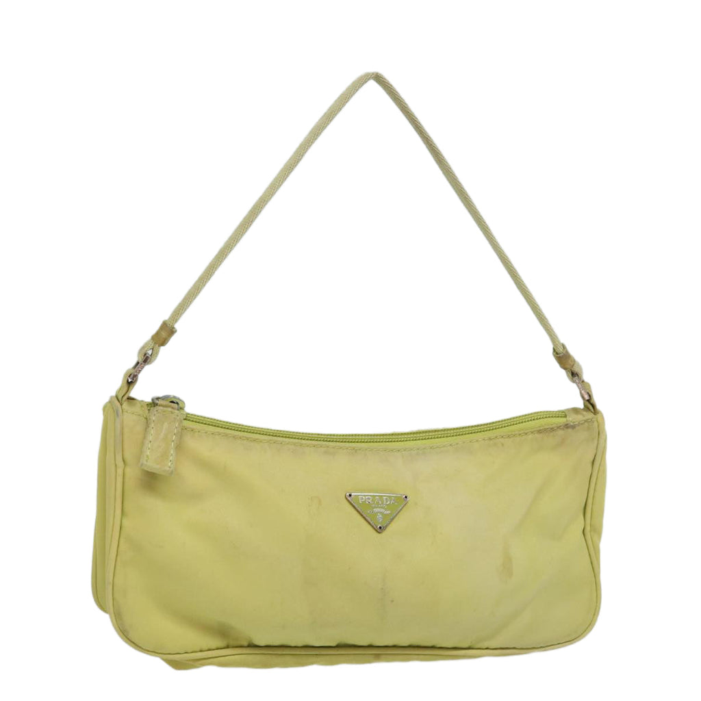 PRADA Accessory Pouch Nylon Lime Yellow Pink bs15411