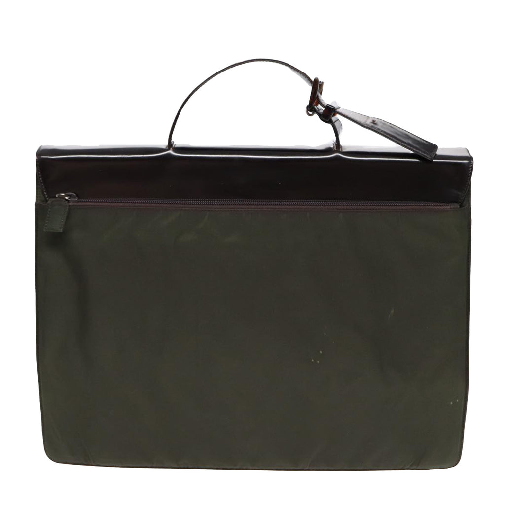 PRADA Business Bag Nylon Khaki Silver bs16524