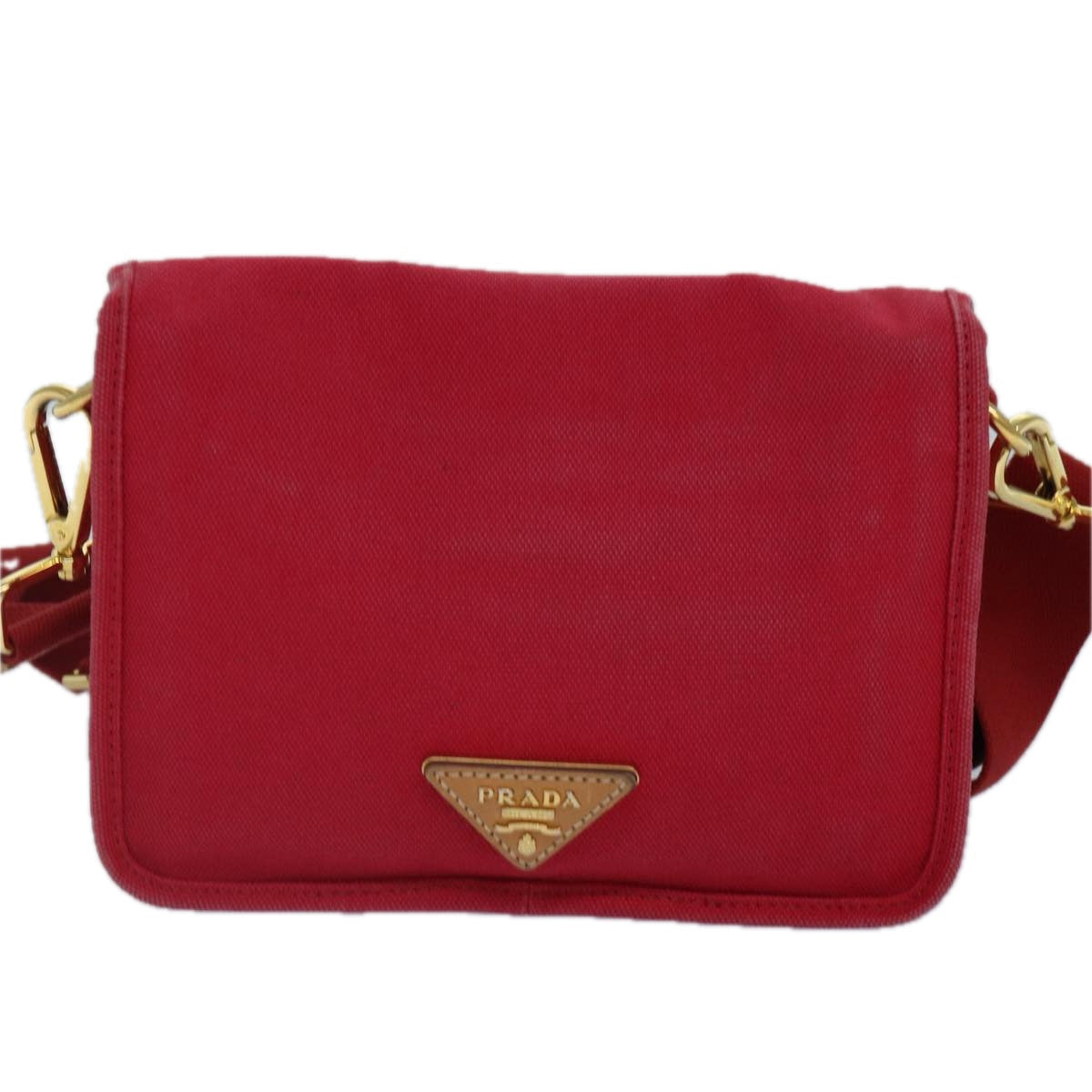 PRADA Shoulder Bag Canvas Red bs16823