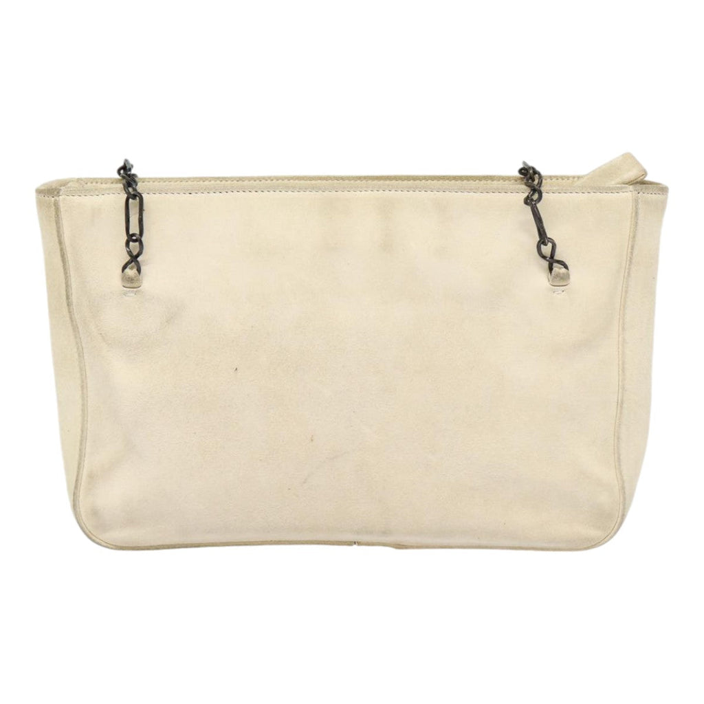 PRADA Chain Shoulder Bag Suede Beige Silver bs17129