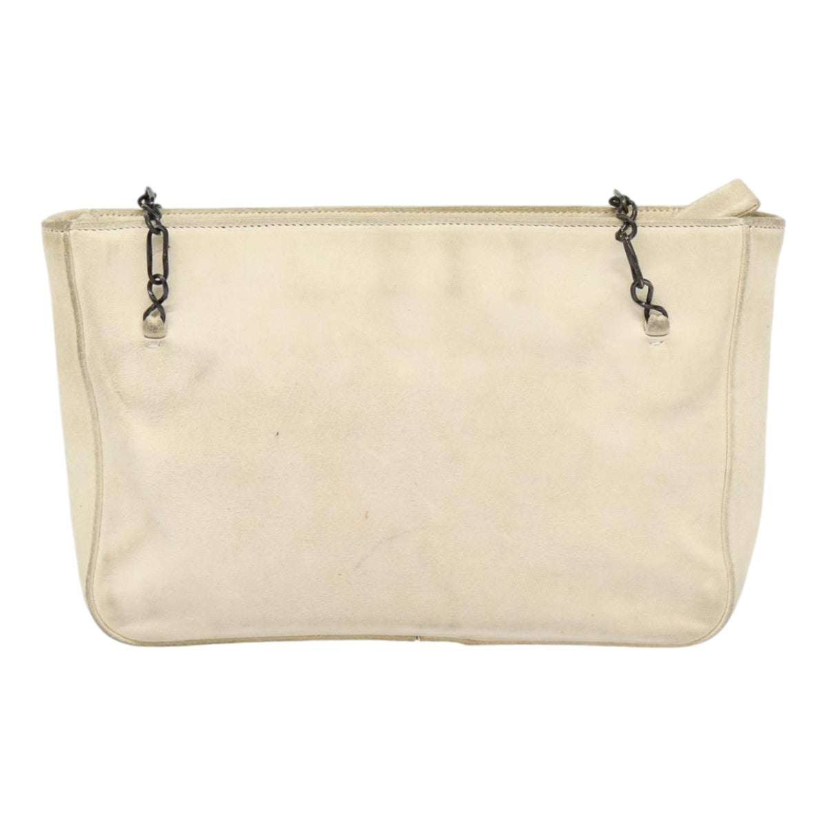 PRADA Chain Shoulder Bag Suede Beige Silver bs17129
