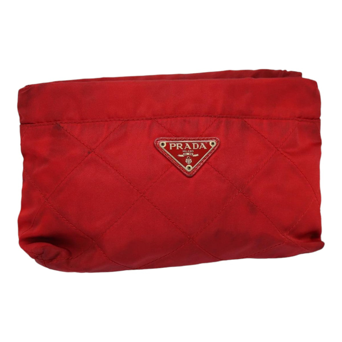 PRADA Pouch Nylon Red Silver bs17235