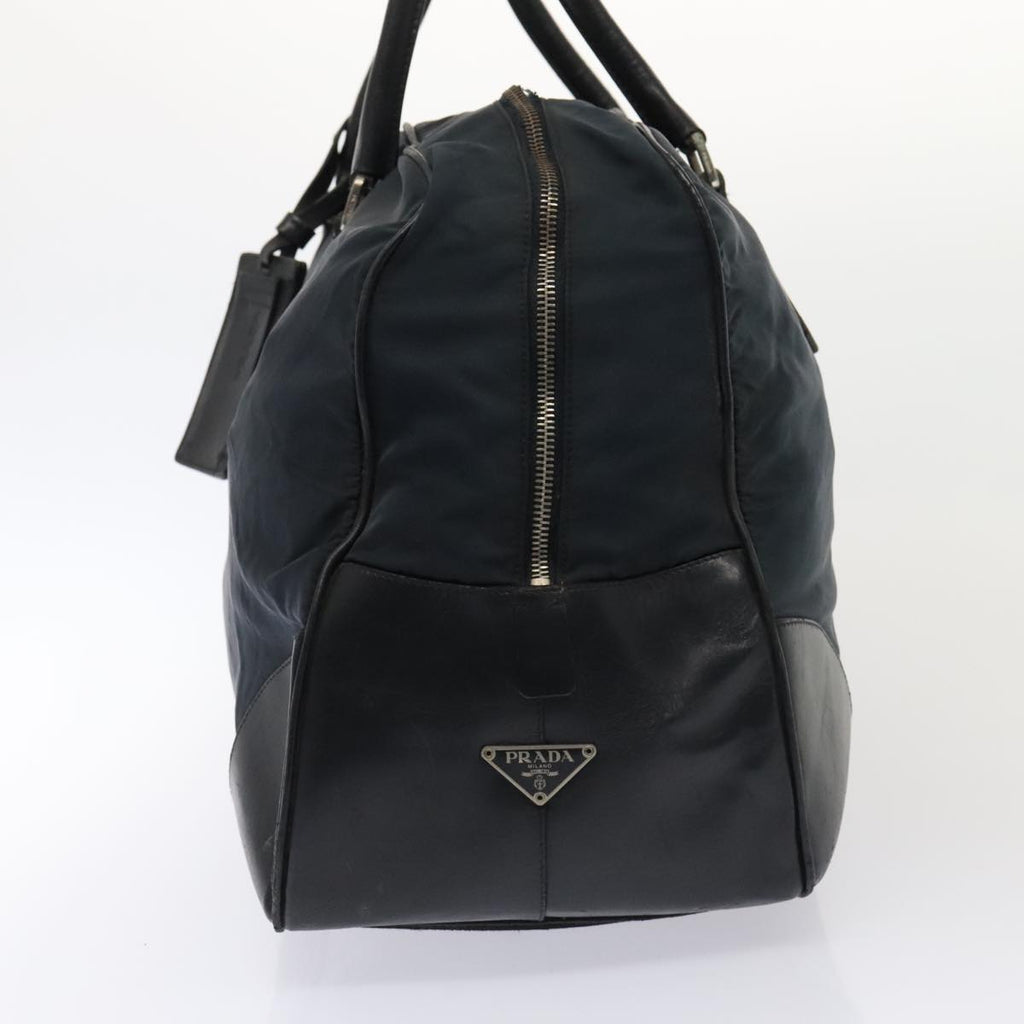 PRADA Boston Bag Nylon Leather Navy Silver bs17423