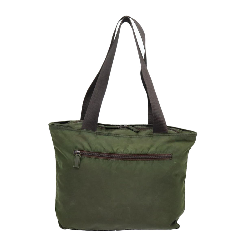 PRADA Tote Bag Nylon Khaki Silver bs17498