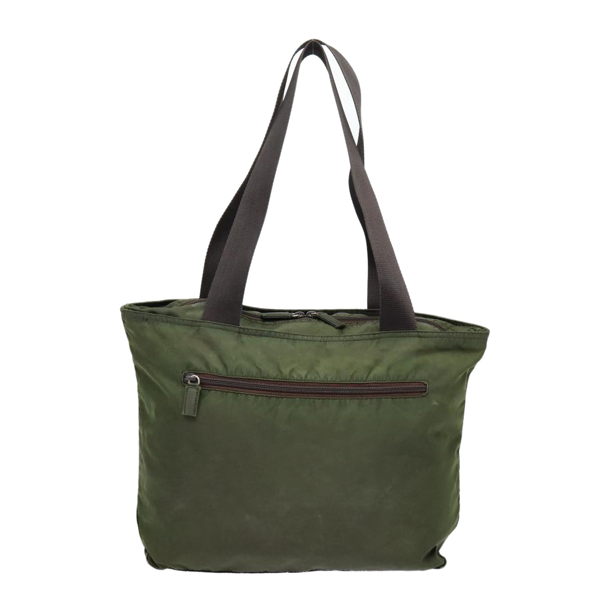 PRADA Tote Bag Nylon Khaki Silver bs17498