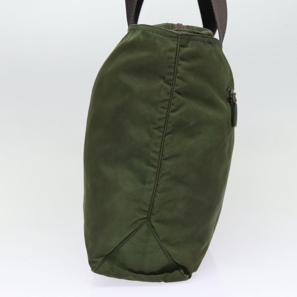 PRADA Tote Bag Nylon Khaki Silver bs17498