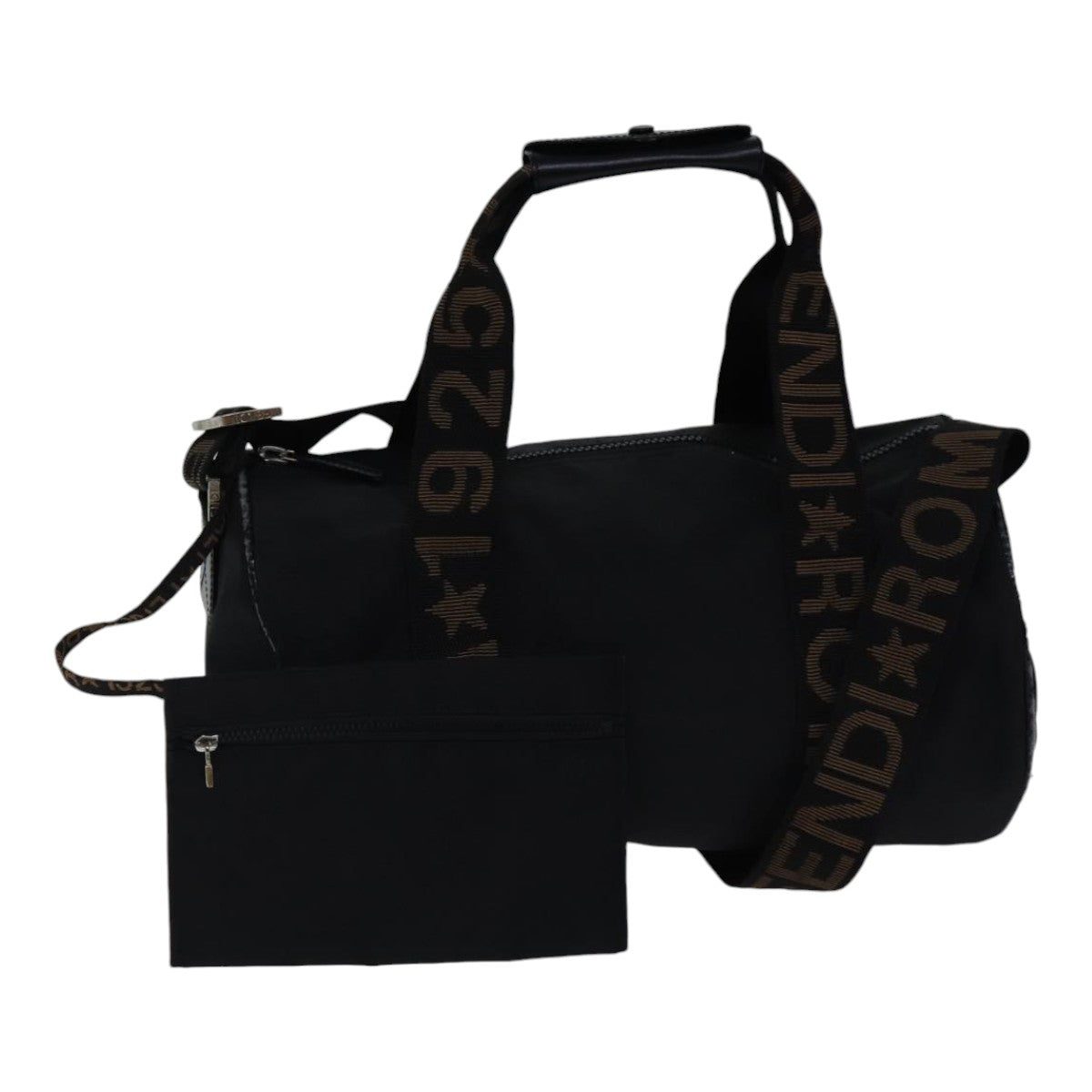 FENDI Boston Bag Nylon 2way Black Silver 2305 26420 098 bs17513