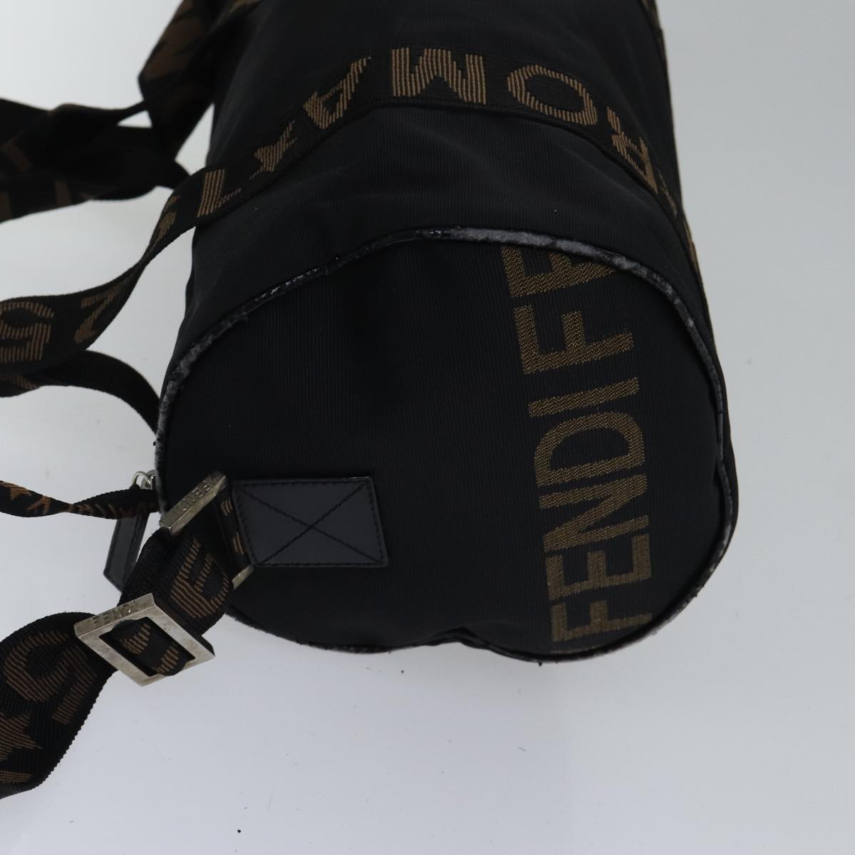 FENDI Boston Bag Nylon 2way Black Silver 2305 26420 098 bs17513