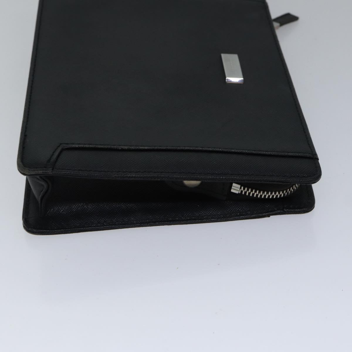 BURBERRY Clutch Bag Leather Black Silver bs17644