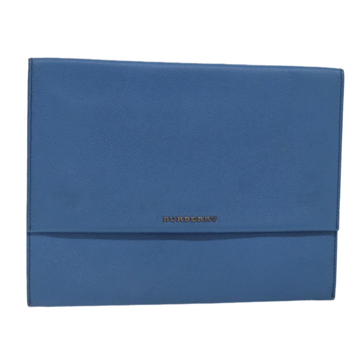 BURBERRY Clutch Bag Leather Blue Silver bs17692