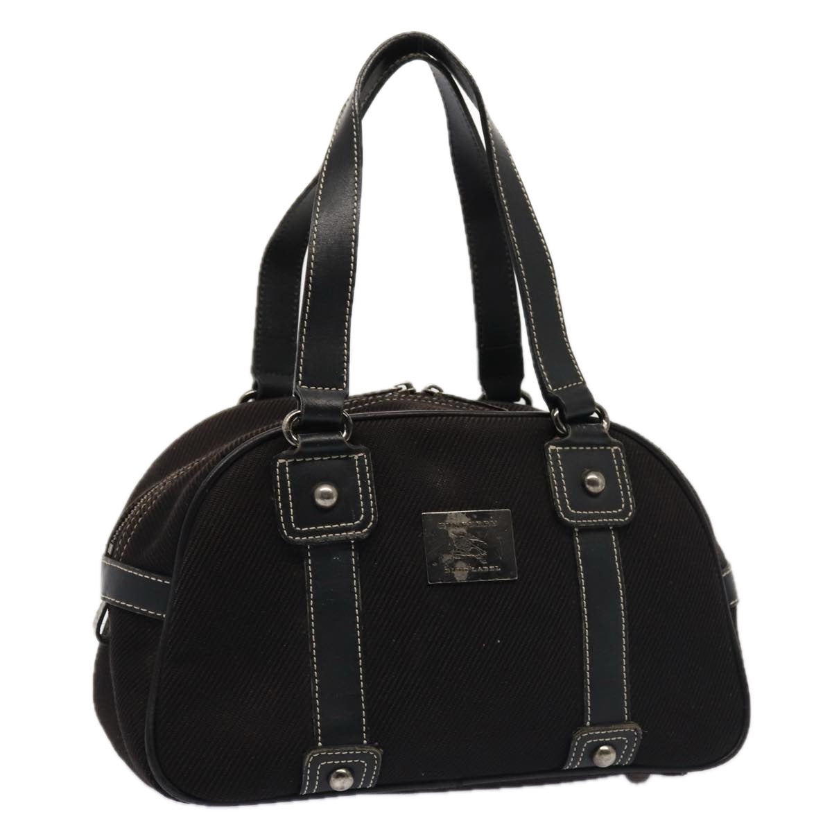 BURBERRY Black label Hand Bag Canvas Black Silver bs17697